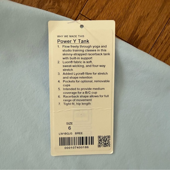 Lululemon NWT size 6 Power Y tank - Picture 4 of 8